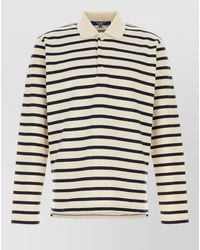 Junya Watanabe - Oversize Cotton Polo Shirt Long Sleeves Striped - Lyst