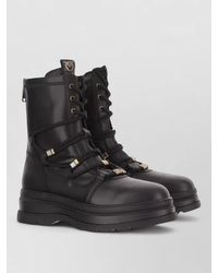 Pinko - Leather Platform Lace-Up Ankle Boots - Lyst