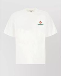 CASABLANCA - Cotton Logo Print Short Sleeve T-Shirt - Lyst