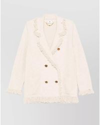 Elisabetta Franchi - Double Breasted Fringe Blazer Tone Buttons - Lyst