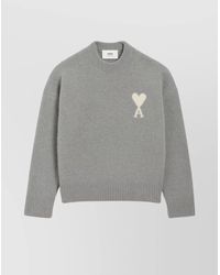 Ami Paris - Ribbed Crewneck Sweater With Long Sleeves - Lyst