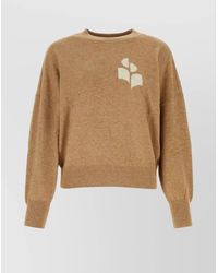 Isabel Marant - Cotton Wool Oversized Logo-Embroidered Ribbed Crew-Neck Sweater - Lyst
