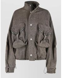The Attico - Wool Blend Bomber Jacket High Collar - Lyst