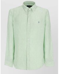 Ralph Lauren - Striped Linen Shirt Long Sleeves Buttondown - Lyst