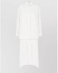Alaïa - Cotton Poplin Asymmetric Long-Sleeve Shirt Midi Dress - Lyst