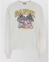 Ganni - Cotton Printed Long-Sleeve T-Shirt - Lyst