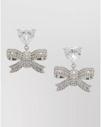 Self-Portrait - Crystal Bow Earrings Featuring Heart Stone - Lyst