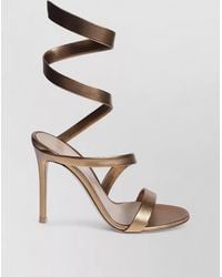 Gianvito Rossi - Opera Nappa Silk Metallic Open Toe Sandals - Lyst
