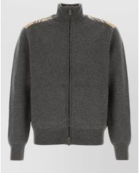 Burberry - Wool Blend Cardigan High Collar Shoulder Accents - Lyst
