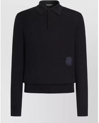 Dolce & Gabbana - Virgin Wool Long-Sleeve Polo Shirt - Lyst
