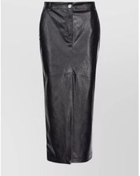 Pinko - High Waist Metallic Finish Skirts With Back Slit - Lyst