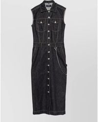 Sportmax - Denim Belted Midi Dress - Lyst
