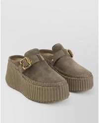 Chloé - Leather Platform Mules - Lyst