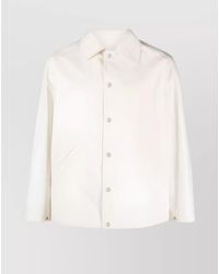 Jil Sander - Logo Print Cotton Shirt Jacket - Lyst