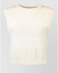 Brunello Cucinelli - Textured Striped Knit Crew Neck Top - Lyst