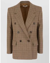 Chloé - Checked Wool Blazer Double Breasted Tailoring - Lyst
