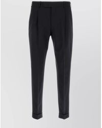 PT Torino - Wool Trousers With Belt Loops And Cuffed Hem - Lyst