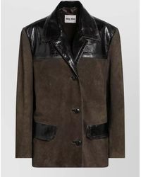 Miu Miu - Tailored Jacket Contrast Panels Front Pockets - Lyst
