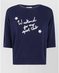 Weekend by Maxmara - Cotton Ribbed Crew Neck Short Sleeve Sweater - Lyst