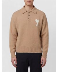 Ami Paris - Alpaca Knit Long-Sleeve Polo Shirt - Lyst