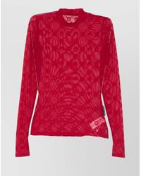 Marine Serre - Logo Mesh Long-Sleeve High-Neck Top - Lyst