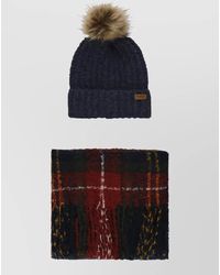 Barbour - Ribbed Beanie And Tartan Scarf Set - Lyst