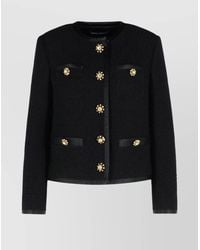 Dolce & Gabbana - Silk Wool Cropped Single-Breasted Bouclé Tweed Jacket - Lyst