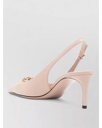 Dolce & Gabbana - Leather Slingback Pumps Mid Heel Pointed Toe - Lyst