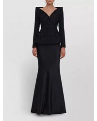 Self-Portrait - Metallic Bouclé Satin Maxi Dress - Lyst