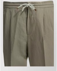 Brunello Cucinelli - Linen Cotton Pleated Pants With Back Pockets - Lyst