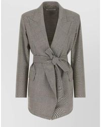 Max Mara - Belted Checked Blazer Mxmnasello Tailoring - Lyst