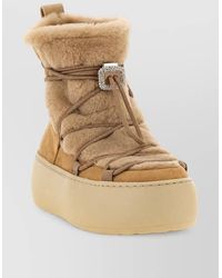 Roger Vivier - Leather Fur-Trim Ankle Boots - Lyst