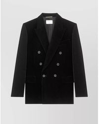 Saint Laurent - Velvet Double-Breasted Blazer - Lyst