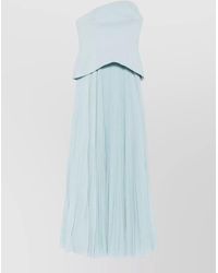 Solace London - Strapless Asymmetric Pleated Maxi Dress - Lyst
