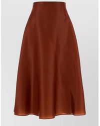 Alberta Ferretti - Silk A Line High Waist Midi Skirt - Lyst