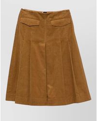 Tory Burch - Cotton Corduroy Pleated A-Line Midi Skirt - Lyst