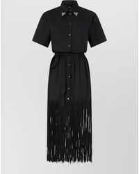 Pinko - Short Sleeve Silk Dress Belted Waist - Lyst