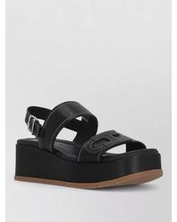 Hogan - Leather Platform Sandals Open Toe Slingback - Lyst