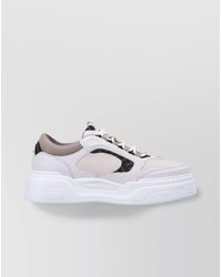Fendi - Calf Leather Paneled Low-Top Sneakers - Lyst