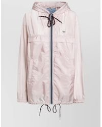 Prada - Hooded Jacket Drawstring Hem Elastic Cuffs - Lyst