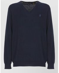 Ralph Lauren - V Neck Cotton Sweater Long Sleeves - Lyst