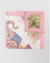 Ferragamo - Square Shape Silk Foulard With Lion Print - Lyst