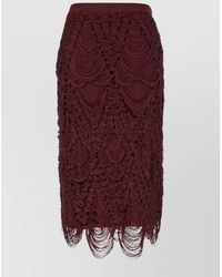 Ferragamo - Stretch Silk Blend Skirt With Fringe Detailing - Lyst