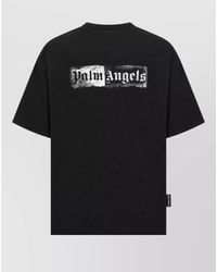 Palm Angels - Cotton Logo Print Ribbed Crew Neck Short Sleeve T-Shirt - Lyst
