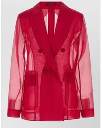 Max Mara - Mxeslogan Blazer Sheer Fabric Notched Lapels - Lyst