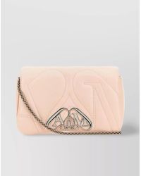 McQueen - Compact Quilted Leather Clutch With Chain Strap - Lyst