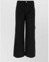 McQueen - Cotton Cargo Wide-Leg Trousers - Lyst