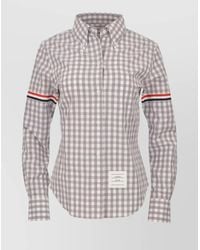 Thom Browne - Cotton Gingham Check Long-Sleeve Shirt - Lyst