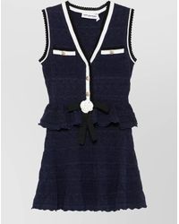 Self-Portrait - Knit Mini Dress Peplum Waist V Neckline - Lyst