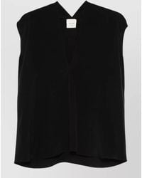 Alysi - Silk Top Draped Design Sleeveless V Neckline - Lyst